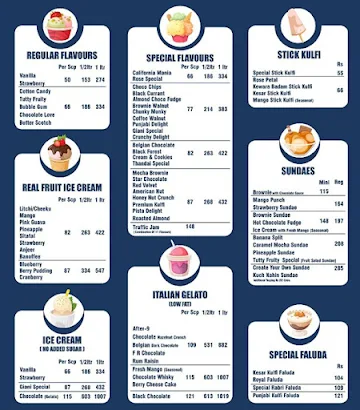 Giani's Ice Cream menu 