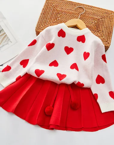 Baby trui Love en plooirok set, een - 1