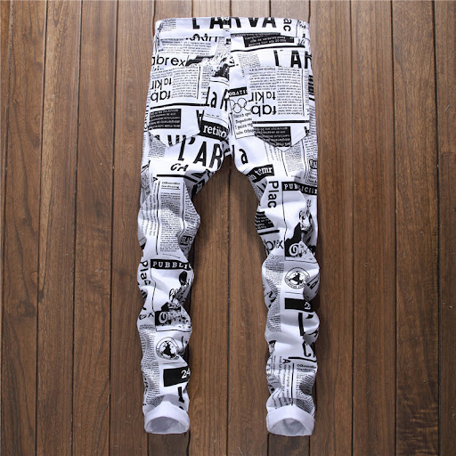 Title 5, Casual Mens Trousers with Letter Print in Whit...