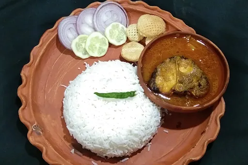 Rice With Rui Fish Curry