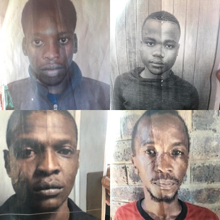 Four men who fled from the Pienaar police station last week have been rearrested and handed three year prison sentences for escaping from custody. They are, clockwise from top left, Sifiso Mathonsi, Senzo Nyambi, Bongani Mpila and Vusi Ceko.