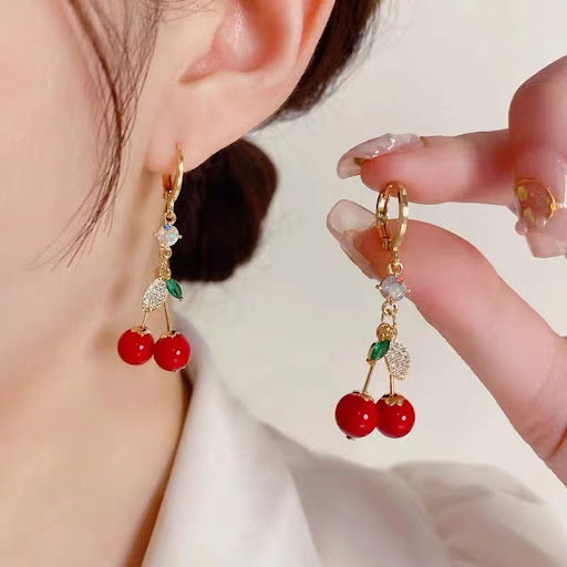 Title 1, Sweet Cute Red Cherry Girl New High-grade Earri...