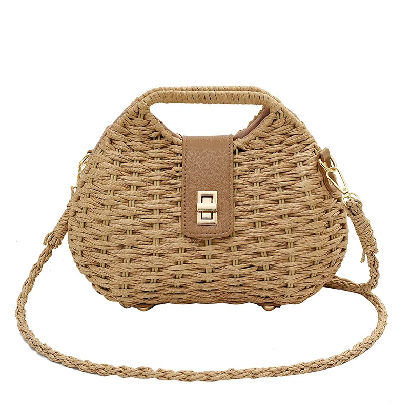 Zomer geweven artistieke schoudertas voor dames. Lichtgewicht en stijlvol, ideaal om je dagelijkse benodigdheden met comfort en elegantie mee te nemen.