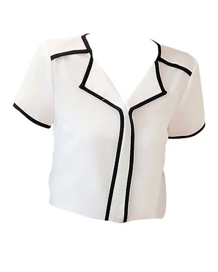 Short Sleeved Chiffon Standing Collar Women's Shirt Summe... - 1