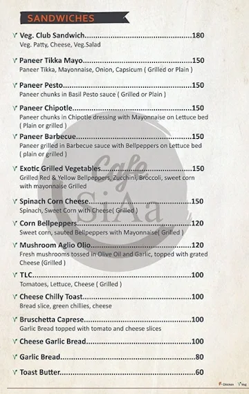 Cafe SiAa menu 