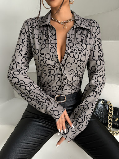Title 6, Womens Fashion Temperament Commute Printed Lon...