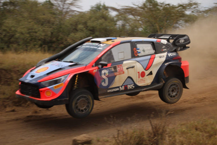 WRC Safari Rally vehicles on the 1st round at Elementaita Soysambu view point on March 30, 2024.