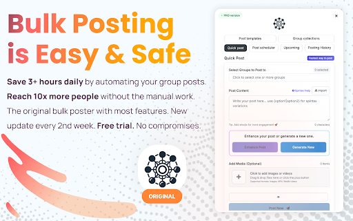 Group Posting PRO: Facebook™️ Group Bulk Poster - Ban-Free & Hassle-Free