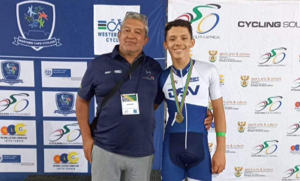 Ethan Kulsen with his father and former cyclist and coach Elrick Kulsen.