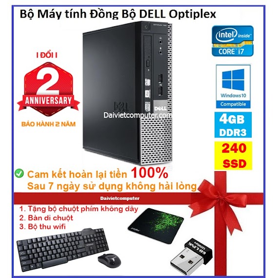 Case Máy Tính Đê Ban Đồng Bộ Del Cpu I7 4790 Ram 4Gb Ssd 240Gb Ssd 120Gb