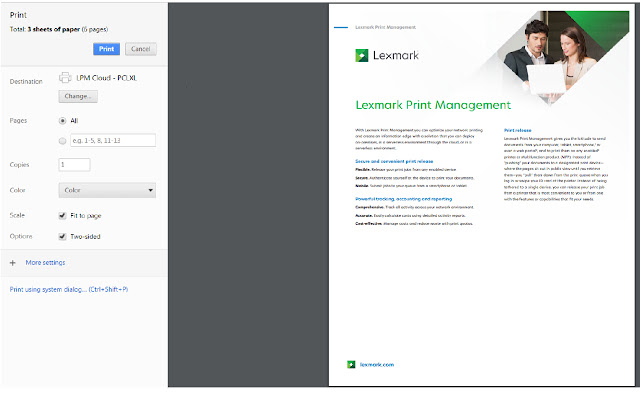 Lexmark Cloud Print Management for Chrome chrome extension