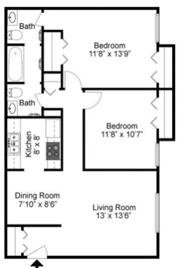 Go to Two Bedroom Floorplan page.