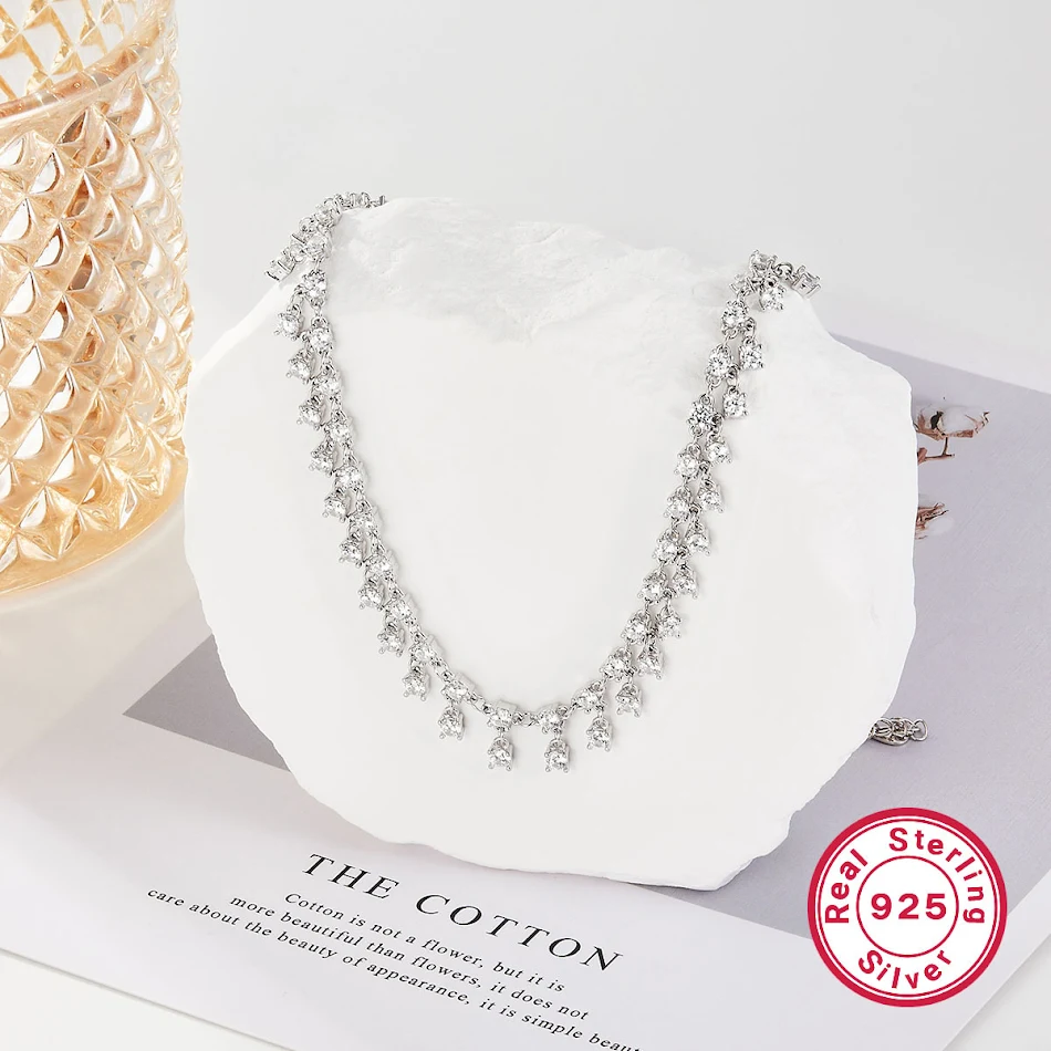 Collar de circonita redonda de alta sensibilidad Eleva tu estilo con este elegante collar brillante, perfecto para cualquier ocasión, duradero y llamativo.