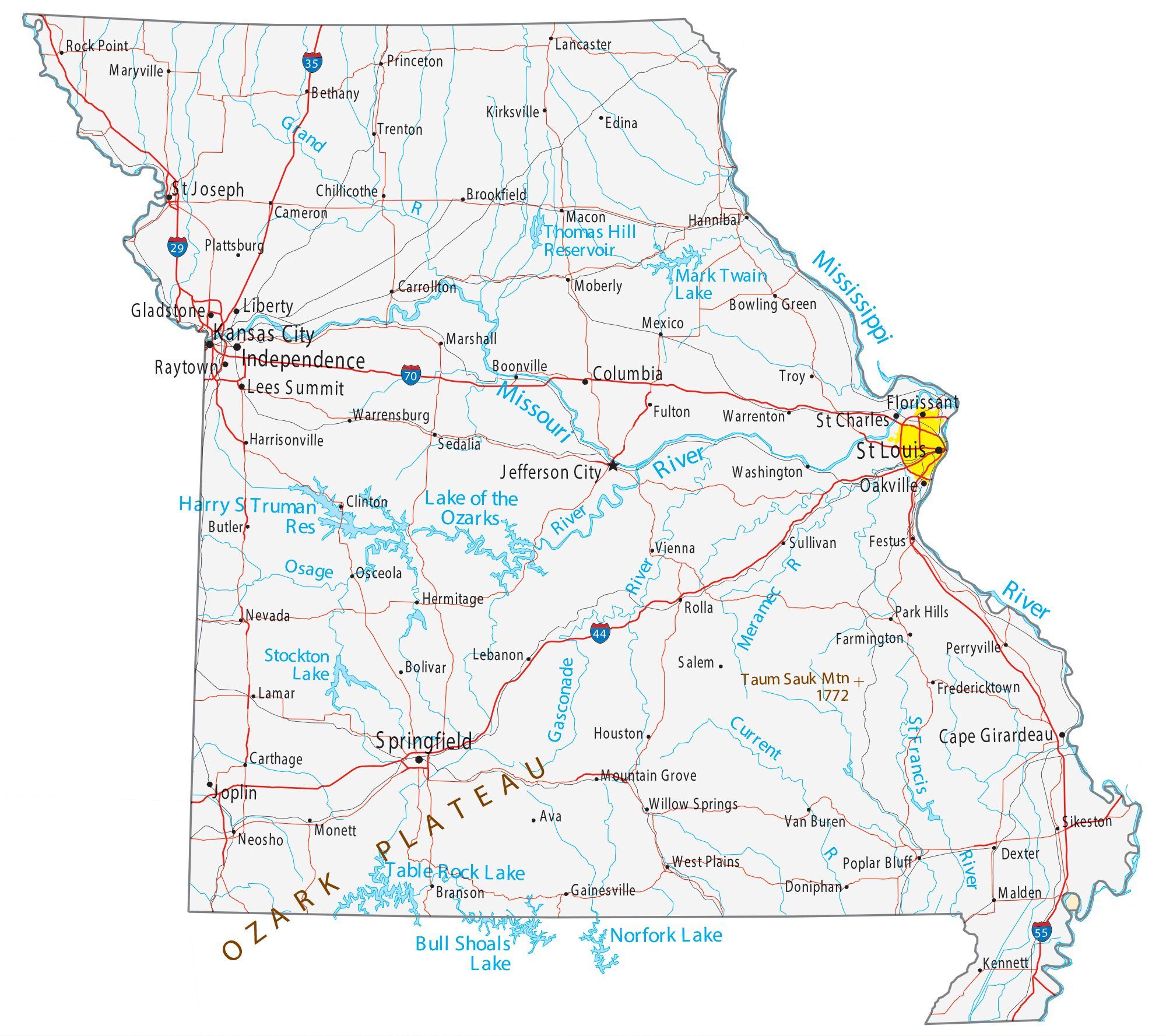 Mapas de Missouri para imprimir