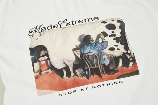 Title 17, American Retro Distressed Painting Cow Short Sl...