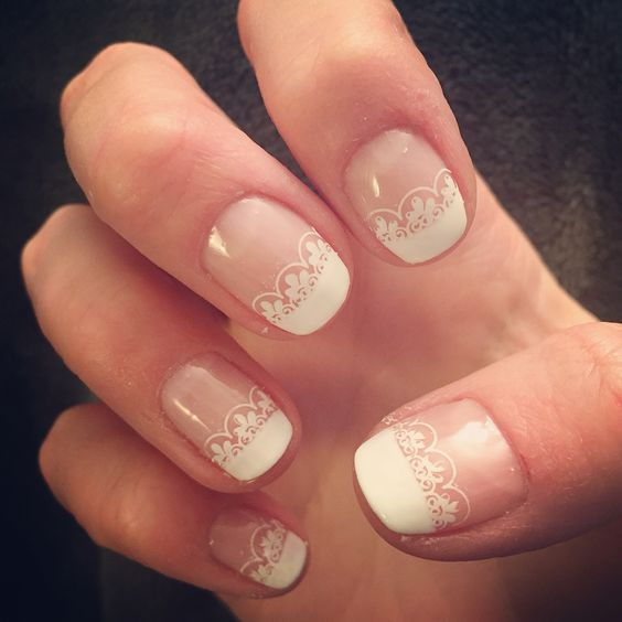 French Manicure with Lace