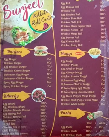 Surjeet Kolkata Roll Center menu 