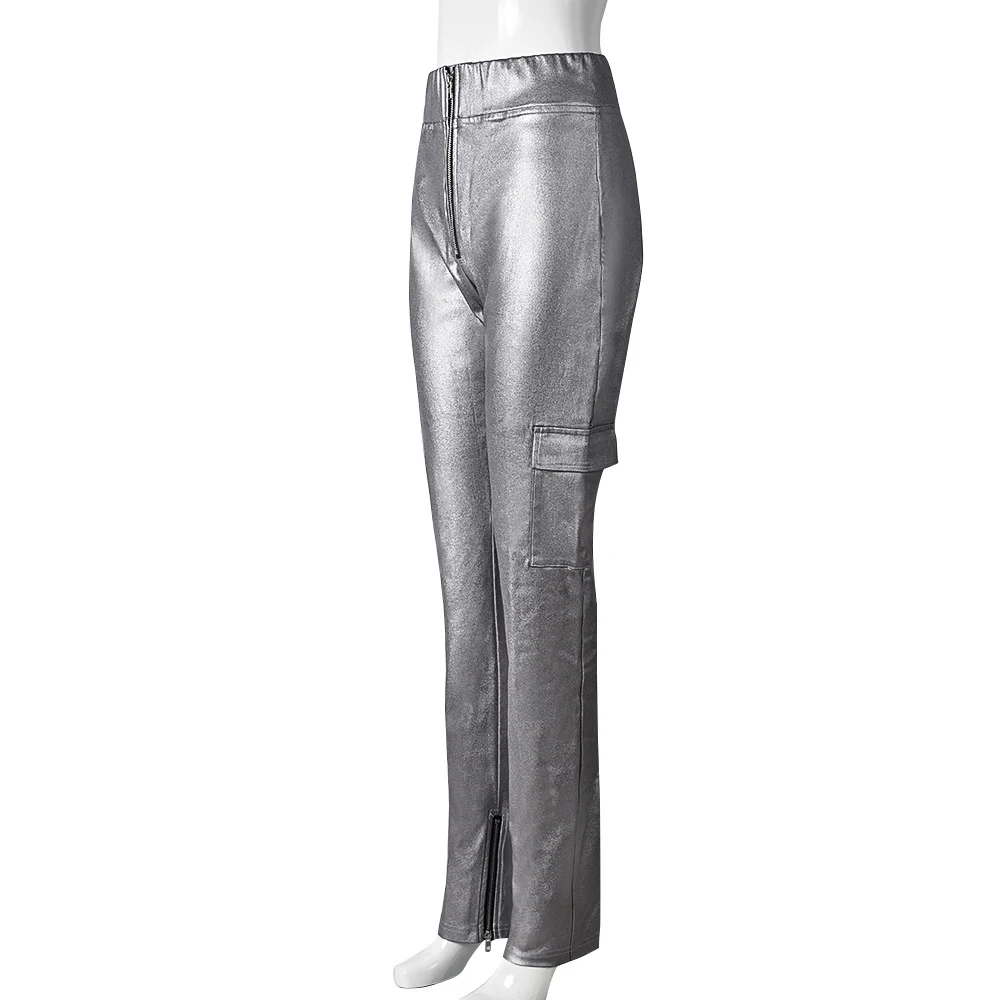 Title 7, Męskie spodnie casualowe slim fit z PU skóry, z...