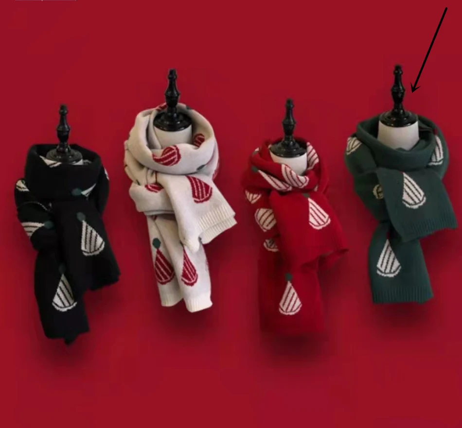 Nieuwe gebreide elanden kerstsjaal Mode Veelzijdig Warm Rood Student Lover