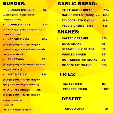 Burgerizza menu 