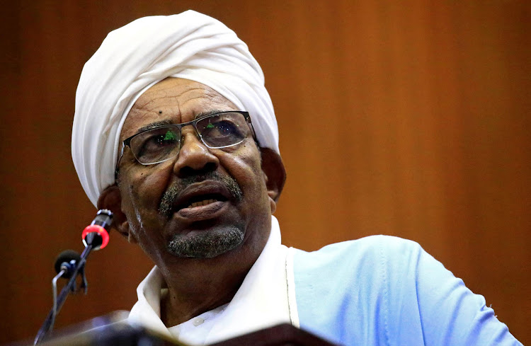 Sudanese President Omar al-Bashir delivers a speech inside Parliament in Khartoum, Sudan on April 1, 2019.