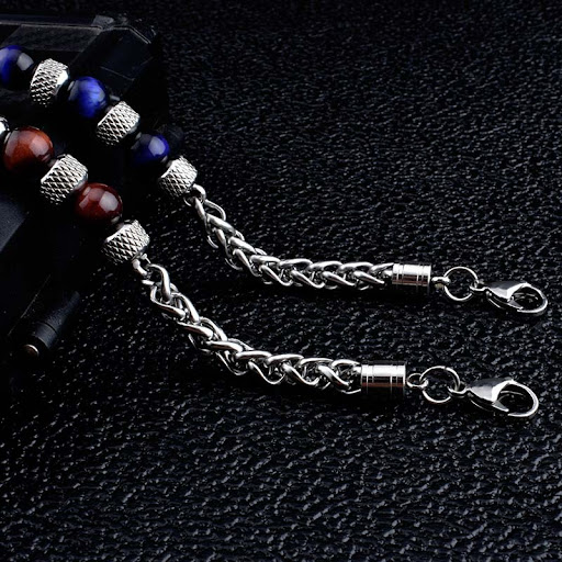 Title 4, New Tiger Eye Mens Adjustable Beaded Bracelet,...