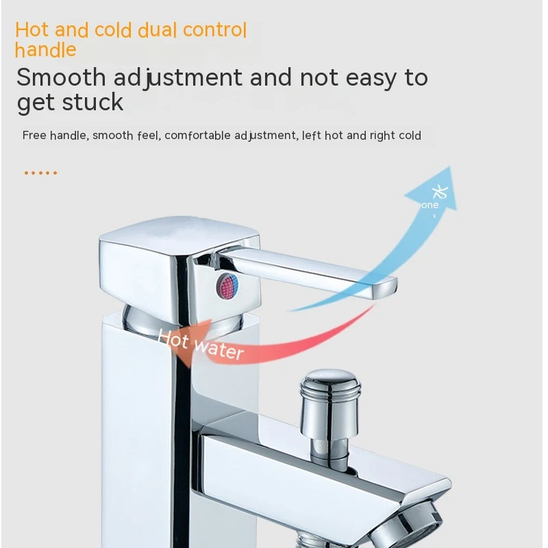 Torneira de lavatório dupla para banheiro, quente e fria, furo único, com ducha, ideal para praticidade e bem-estar em casa.
