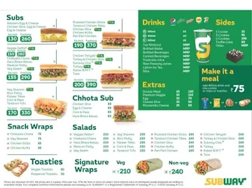 Subway menu 