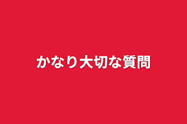 かなり大切な質問