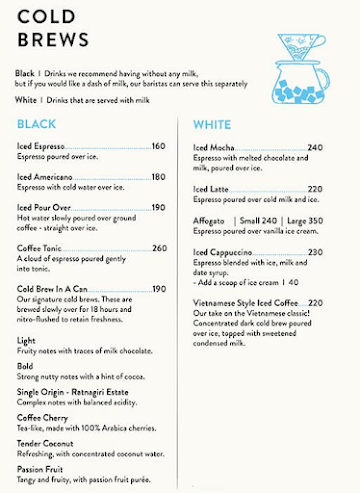 Blue Tokai Coffee Roasters menu 