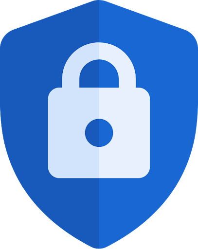 Blue shield with lock icon