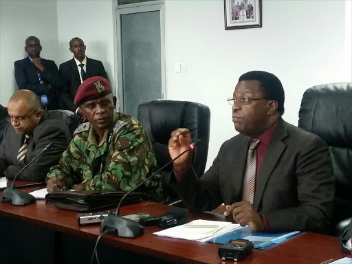 National Police Service Commission chairman Johnston Kavuludi releases findings of the polie vetting exercise, January 201, 2016. Photo/MONICAH MWANGI