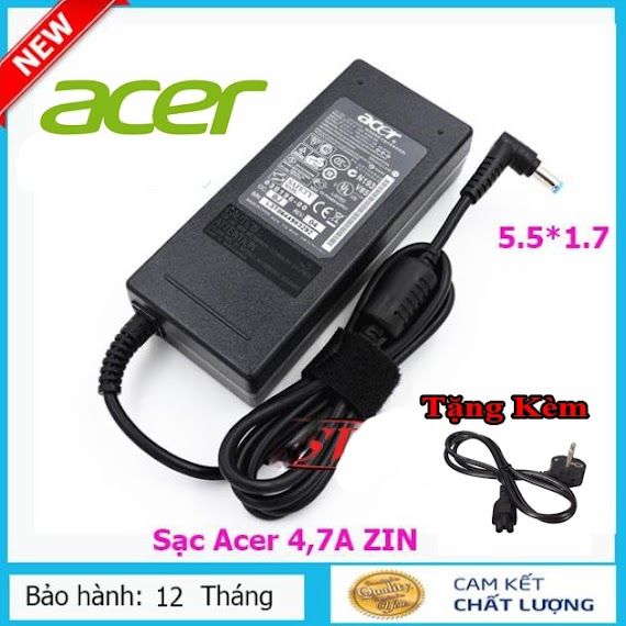 Sạc Laptop Acer 19V – 4.74A – 90W, Sạc Laptop Acer Chân Thường Kèm Dây Nguồn | Free Ship Đơn Từ 50K