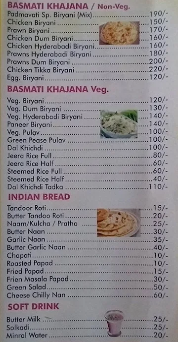 Padmavatee menu 