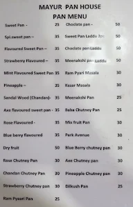 Mayur Pan House menu 3