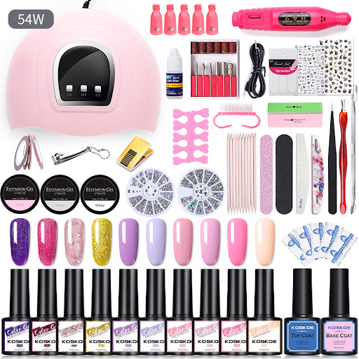Title 4, Sequin Nail Beauty Polish Gel Kit with Light Ma...