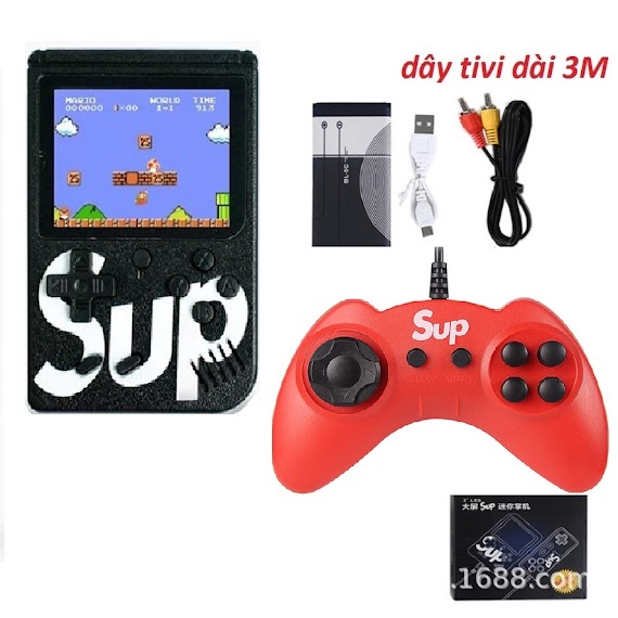 Máy Chơi Game Cầm Tay Sup 400 Trò Kèm Pin Cáp Sạc (Đỏ, Xanh, Đen)