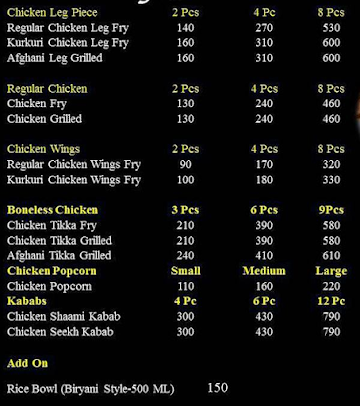 Tasty Fried Chicken-TFC menu 