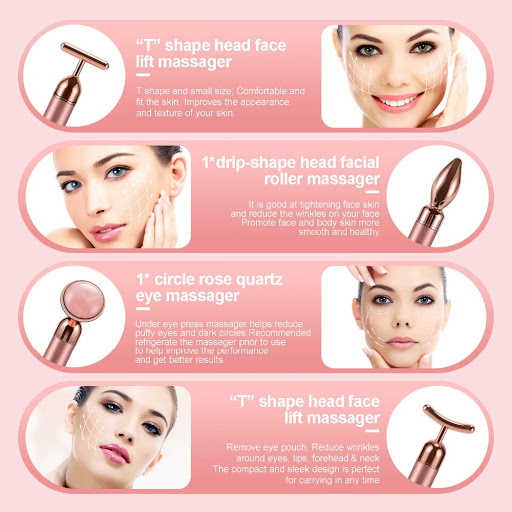 Title 4, 4 in 1 Vibrating Rose Quartz Face Roller massag...