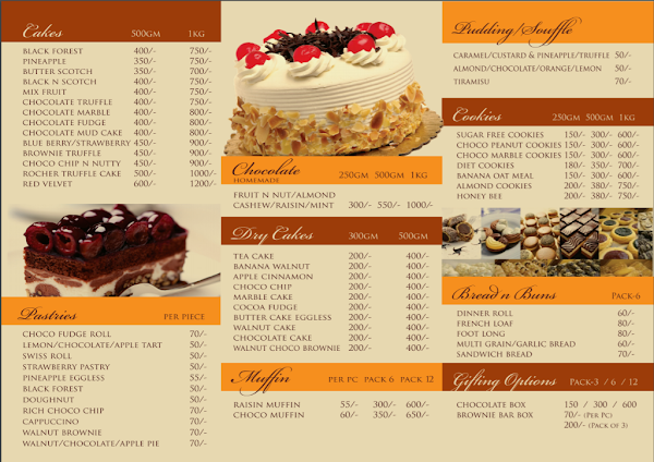 Cakesongo.com menu 