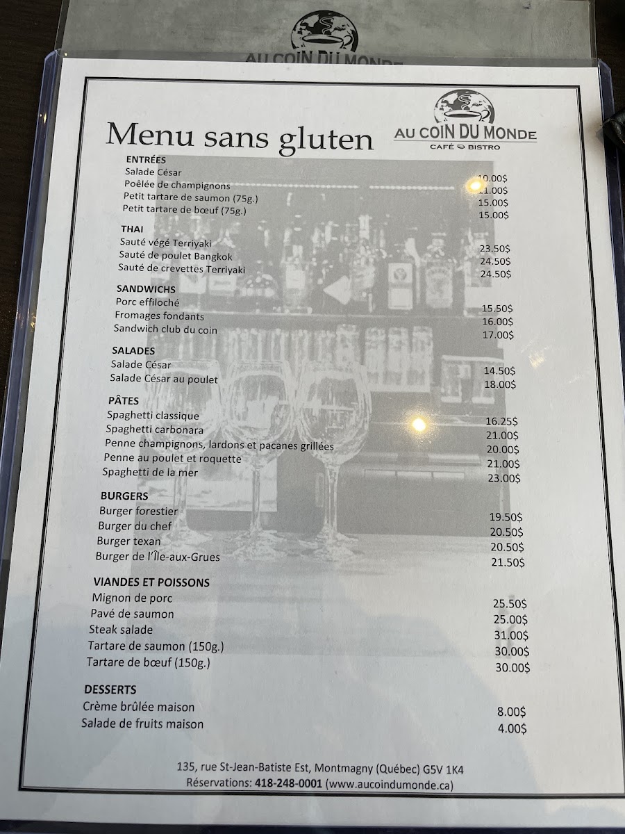 Menu SG en avril 2022