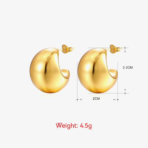 Title 1, Crescent Semicircle C-Shaped Earrings Glossy Ge...