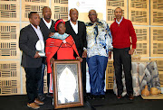 The National Heritage Council awarded Nontsikelelo Biko with the uBuntu Award on Wednesday, From left, Nkosinathi Biko, Samora Biko, Nontsikelelo Biko, NHC CEO Somwabile Mancotywa and board chair Dr Thulani Mbuli and communications manager Danny Goulkan.  