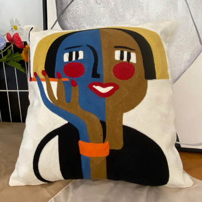 Title 11, Embroidered Cushion Against Color Three-dimensi...