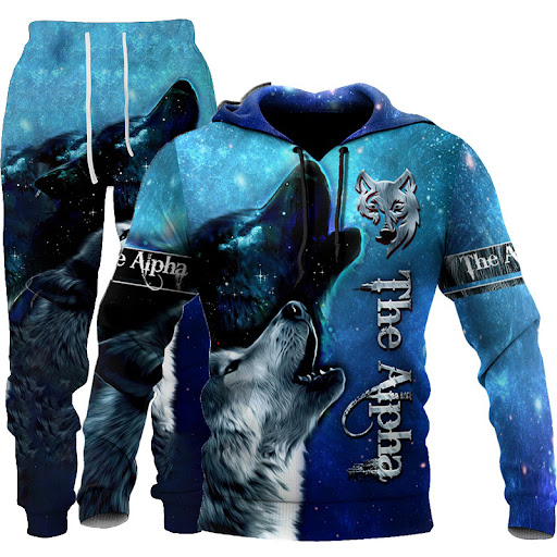 Title 9, The New Wolf 3D Print Hooded Sweatshirt Suit, U...