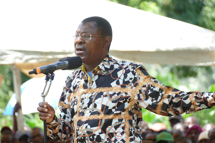 National Assembly Speaker Moses Wetang'ula addressing mourners in Kabuchai on May,15,2024.