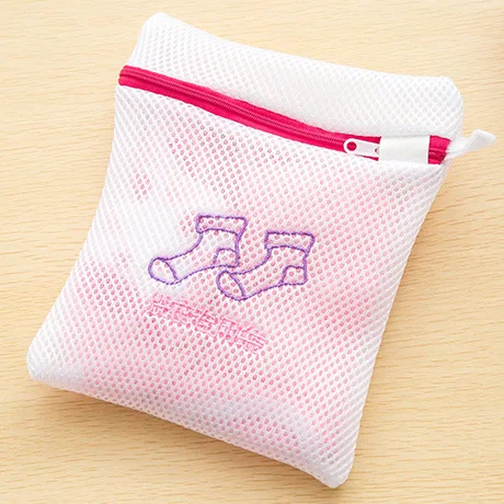 Sac à linge épais en maille fine brodée de style japonais pour soutien-gorge et sous-vêtements Sac lavable en machine