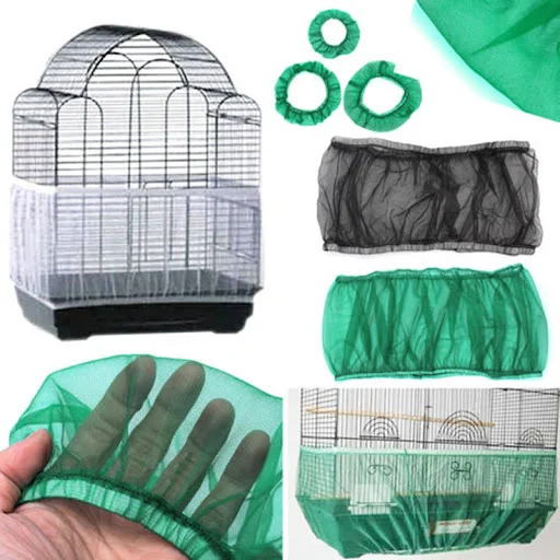 Easy Cleaning Bird Cage Covers Mesh Seed Catcher Guard Bird Cage Net Shell Skirt Dust-proof Airy Mesh Parrot Cage Cover 