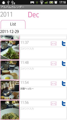 Screenshot Album Calendar