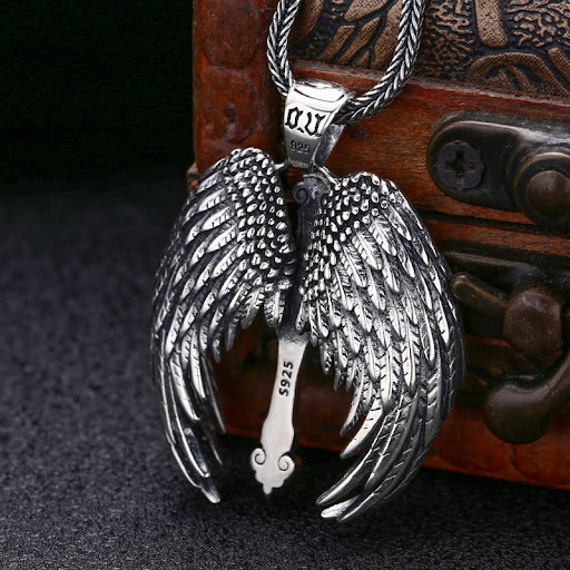 Title 2, 925 Sterling Silver Wings Cross Pendant, a Symb...